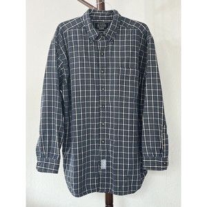 G.H. Bass & Co Men Large Yellow/Blue Plaid Long Sleeve Button Down Flannel Shirt